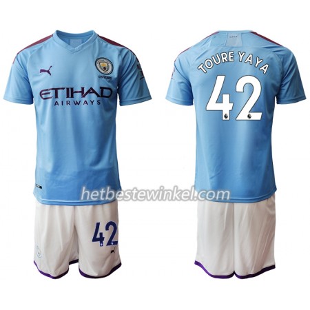 Manchester City TOURE YAYA 42 Kind Voetbaltenues Thuis 2019/20 - SS (+ Korte broeken)